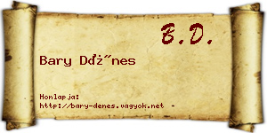 Bary Dénes névjegykártya