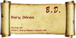 Bary Dénes névjegykártya